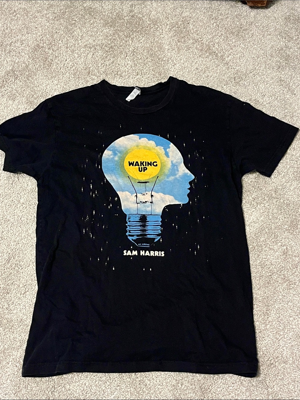 Waking Up Sam Harris Graphic Tee - Black with Blue & Yellow Print